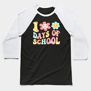 Happy 100Th Day Of School Groovy 100 Days Of School Teacher Baseball T-Shirt